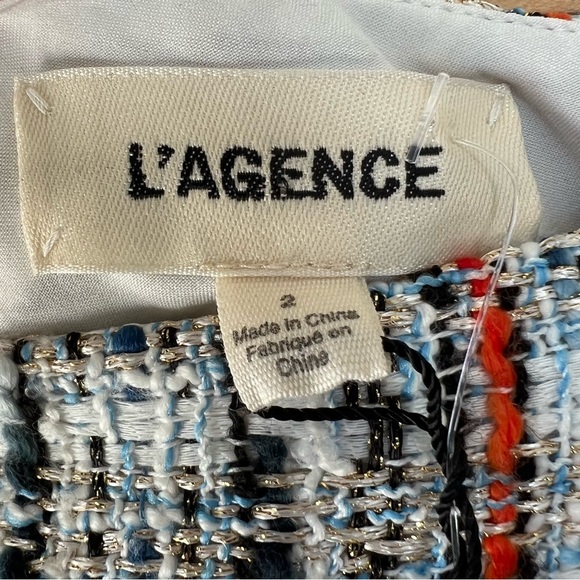 NEW🔖L'AGENCE Ashton Tweed Shorts White Red/Orange/Blue Pocket - Picture 10 of 10